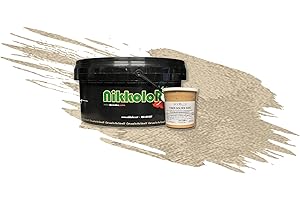 Nikkolor PERLA D'ORIENTE SILVER - SABBIATO ARGENTO 2.5L - FINITURA DECORATIVA PER INTERNI ANTIMUFFA E ANTIBATTERICA (1 toner ml 250 incluso) Colore: Golden Sand