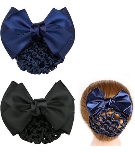 Fermaglio A Fiocco Per Capelli – Copri Chignon A Rete, Donna, Colori Nero/blu/rosso
