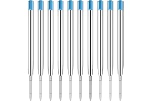 QOWIJEX 10 Pezzi Ricariche in Gel per Penna a Sfera, Refill Compatibili con Parker Ricarica Penna Punta Fine 1 mm Ricarica Penna Ricariche Inchiostro per Penne a Sfera Ricariche Sostituibili,Blu
