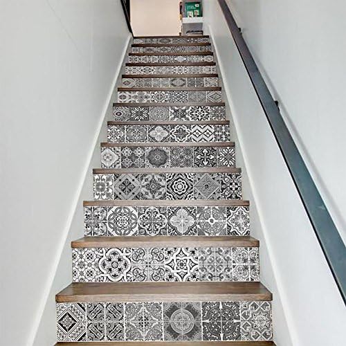 JHYS Self-adhesive 3D Ceramic Tiles Patterns Vinyl Staircases Sticker for Home Stairway Removable Decoration Decal Paper