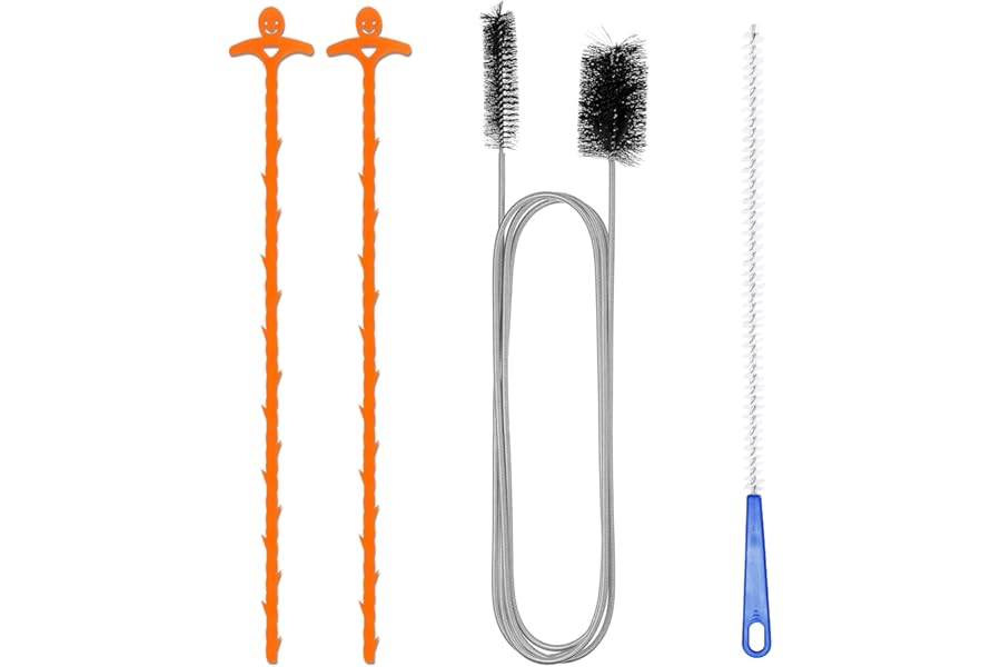 Drain Unblocker Cleaner Brush Tool - 4PCS Shower Drain Unblocker,Double Ended Nylon Pipe Cleaner Brush,Toilet Unblocker for Bathroom Toilet Kitchen Plug Hole,Reusable Rods