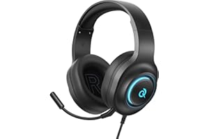 QCY V200 Auriculares Gaming Multiplataforma para PC/Ps5/Ps4/Switch/Mobile, USB-C, Cascos Gaming Inalámbricos con 2.4 GHz+Bluetooth 6.0, Duración 240H, 7.1 Sonido Envolvente, Drivers 50mm, RGB