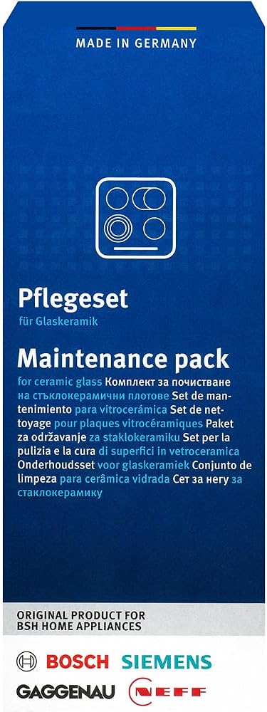 Bosch/Siemens 6900311502 Cam Seramik Ocaklar için Bakım Seti, 1 x 250 ml Cam Seramik Temizleyici, Metal Kazıyıcı ve Temizleme Bezinden Oluşur, Orijinal No.: 311502