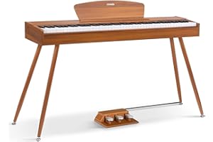 Donner DDP-80 Pianoforte Digitale 88 Tasti Tastiera Ponderati, Azione del Martello II, Piano Elettrico Domestico con Supporto, Pedale Triplo e Collegamento USB MIDI