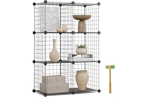 Newlux - Estantería Almacenaje Multiuso 6 Cubos (64,5x94,5x31,5cm), hasta 60Kg Capacidad. Estantería Metálica de Hierro Modular | Zapatero o Armario Abierto, Negro