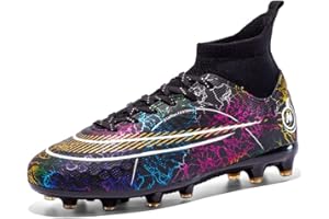 Aoikoy Chaussures de Football pour Homme Crampons Profession Athlétisme Entrainement Chaussures de Sport Antidérapant Athlétisme Adolescents High Top Chaussure Entrainement Crampons Football de Sport