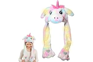 Mecctuck Bonnet avec lumière LED, bonnet avec oreilles mobiles, bonnet à LED, bonnet amusant avec oreilles, bonnet avec oreilles mobiles, chapeau de fête en peluche, chapeaux amusants pour l'hiver,