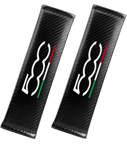 2 Imbottiture Cinture Di Sicurezza Per Fiat 500X - In Fibra Di Carbonio, Nero, Comfort E Protezione - Foto 2