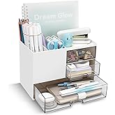 Shuttle Art Desk Organizer with 3 Drawers | 3-Tier Storage Box with 5 Compartments for Stationery, Office Supplies, Study Tab