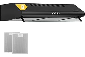 HEINNER CH-400-BK 60 cm Stainless Steel Undercabinet Vent Hood – 326.4 m³/h Extraction, 2x60W Motor, LED Light, Dual Aluminium Filters, 3-Speed Control, 5 Year Warranty (Black)