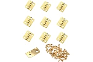 JZK Mini bisagras doradas, bisagra de metal de repuesto para cajón de 18 x 16 mm, bisagra pequeña para armario de muebles con tornillos para casa de muñecas, manualidades, caja de joyería de madera