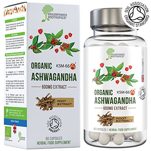 Ashwagandha biologique 600 mg | KSM66® | Association de sols certifiée | Cinq pour cent de withanolides (30 mg) | Vegan, Sans Gluten, Halal, Casher
