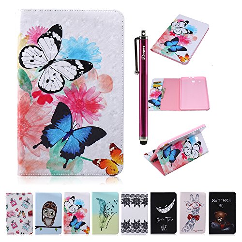 Galaxy Tab E 9.6-Inch SM-T560 Hülle, DEENOR Cute Colorful Design Flip Tasche PU Leder Abdeckung Stand Schutzhülle für Samsung Galaxy Tab E 9.6-Inch SM-T560 / T561 / T565. *Colorful butterfly