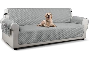 TAOCOCO Settee Covers,Sofa Covers 4 Seater,Large Sofa Slipcovers,Pet Couch Covers,Non Slip Sofa Covers,Washable Sofa Protectors for Dogs(Pale Grey)