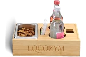 LQCOZYM Couchbar Snackbox – Bambus-Sofatablett für die Couch, Weihnachten & Halloween | Couch Bar Tisch-Organizer