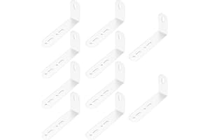 XINGWENHAO 10 Pezzi Staffe Angolari Regolabile, Staffe a L per Legno, Staffa Angolare per Legno Mobili, 90 Gradi Squadretta di Giunzione con 3 Fori, per Supporto Angolo di Fissaggio,Bianco,111x52x25 mm