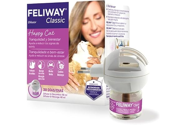 FELIWAY Classic diffuser påfyllningspaket för lugnande feromoner för katter (30 dagar, 48 ml) – hjälper till att minska de va