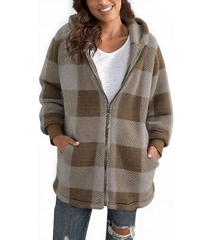 Veste Polaire Femme Avec Capuche - Sweat Sherpa Doux Et Chaud, Zippé, Poches - Pour L'hiver, Grand Confort, Grandes Tailles Disponibles