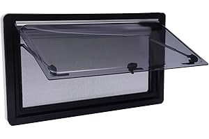 FETCOI 900 x 500 mm - Fenêtre de caravane pliante avec volet roulant intégré et protection solaire pour caravane