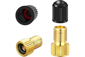 BFQZ 2 Pcs Brass Presta Valve Adaptor, Convert Presta to Schrader Adapter for Bike, Brass Adapter Converter Bicycle Valve, Inflate Tire Using Standard Pump or Air Compressor,Tyre Valve Caps (Gold, Black)