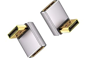 Duttek 8K 90 degrés DisplayPort Adaptateur 1.4, Adaptateur DisplayPort mâle vers Femelle à Angle Descendant (8K/60Hz, 4K/144Hz) pour PC, Ordinateur Portable, (Lot de 2)