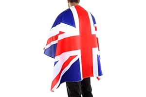 GISTOME 150 x 90 cm Union Jack Flag Wearable Cape for United Kingdom, Double Stitched Polyester Patriotic British Flag for Sporting Events, King's Birthday, Royal Events Celebration Accessories