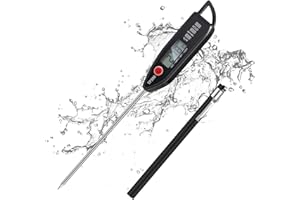 KAWAOLOGY Termometro da cucina impermeabile per acqua, candele e cucina. Termometro per alimenti a lettura istantanea con sonda lunga per cottura, carne
