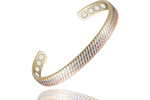 YINOX Bracelet magnétique en cuivre pour femme - 16,5 cm - Bracelet magnétique tricolore - Convient pour femme et mère (8 aimants), 6.5 inches, Cuivre