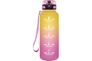 Honeyholly Gourde Sport, 1500ml Étanche & Réutilisable, Bouteille, Motivation avec Filtre Gourde, Bouteille d'eau, Gourdes pour Gym, Adulte, École, Bureau, Yoga, Camping