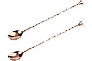 ‎BUDDY´S BAR Buddy´s Bar - Barlöffel, hochwertige Barlöffel, lebensmittelecht, gedrehter Stiel inklusive Stößel, 27 cm lang, Kupfer poliert, 2 Stück