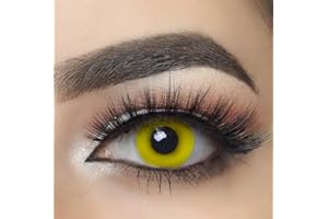 MYSA LENS® Lentilles De Contact De Couleur Fantaisie Crazy Lens Cosplay halloween Yeux Jaune Oeil Demon Yellow Out Etui 12 mois sans correction