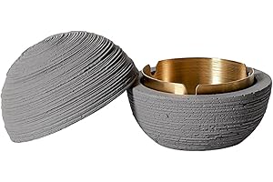 Cutfouwe Tischmülleimer mit Deckel - Robuster Beton-Mülleimer mit Metall-Innenzylinder, Winddicht & Geruchsneutral - Ideal für Küche, Balkon und Garten,Grau,10cm