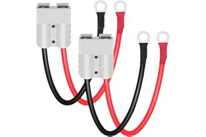 Dongge Pack of 2 Battery Connectors 50 A 600 V Plug with O-Ring Battery Connection Cable 10AWG 50 cm Cable Charging Plug for Forklifts, Connector for Trailer Winches for Caravans, Boats, Solar Systems