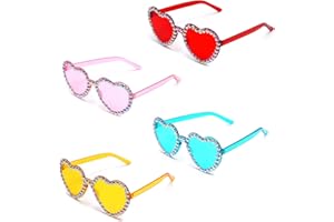 Towviy 4 Stück Herz Brille, 4 Farbe Party Sonnenbrille Retro Party Herz Sonnenbrille Lustige herz Kristall Brille für Fasching Fasching Geburtstagsfeier Karneval