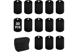 LALAGO 30 Stück Gelochte Blanko-Hundemarke aus Aluminium für Halsketten, Blank Schlüsselanhänger Rohlinge, Schwarz Hundemarken, Aluminium Haustiermarken für Hunde Dog Tag, Hundemarke Personalisiert