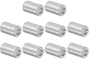 sourcing map 10 Stück Distanzhülse, 5x10x20mm (IDxODxL) Aluminium Abstandshalter, Runde Unterlegscheiben für M5 Schrauben, Bolzen und Stangen