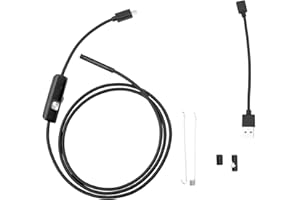 OTOTEC Kit de Inspección de Endoscopio USB/Micro USB de 1 M de 5,5 Mm con 6 Luces LED Compatible con Android Y PC