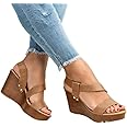 WEDFGX Women Sandals Wedge Platform Sandals Summer Slip On Ladies High Heels Shoes Fashion Open Toe Casual Female Footwear