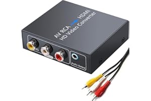 ESYNIC RCA vers HDMI, AV vers HDMI 1080P Mini RCA Composite CVBS Convertisseur Video Audio pour PC Laptop Xbox Ps4 Ps3 TV Stb VHS VCR Camera DVD avec Câble Audio/Vidéo et Câble d'alimentation USB