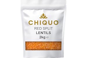 Chiquo Red Split Lentils (Masoor Dal) - 2kg | Premium & Protein-Rich | Perfect for Soups, Curries & Stews | Resealable Pack