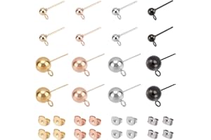 UNICRAFTALE 16 pz 4 Colori 4/8 mm Orecchini A Perno in Acciaio Inossidabile con Orecchino Ad Anello Trovare con Dadi per Orecchio per Orecchini Fai da Te Creazione di Gioielli