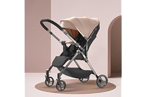 EAGERMINDS Cochecito bastón plegable con respaldo ajustable, cochecito bastón bebé 0-3 años (carga 25 kg), plegable 1 mano, reposamanos ajustable, ruedas antideslizantes, parasoles (caqui)