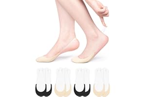 Becellen 4 pary damskich skarpet typu Slingback, No Show Ochraniacze na stopy Niewidoczne skarpety antypoślizgowe skarpetki z silikonem Antypoślizgowe Chusta do pompek na pięcie