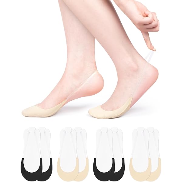Chaussettes No Show UILYNIU 6 Paires - Invisibles Et Anti-Dérapantes Pour Femme (Beige)