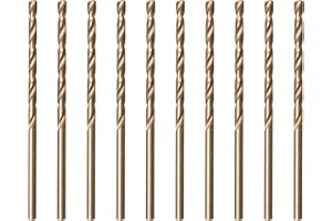 amoolo 2.5mm 10pcs Cobalt Drill Bit, M35 HSS Metric Cobalt Drill Bit Set for Hard Metal, Stainless Steel, Cast Iron