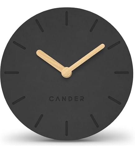 Orologio Da Parete Cander Berlin MNU 2630 Y – Silenzioso, Diametro 30 Cm, Design Minimal, Lancette In Legno, Colore Grigio E Nero