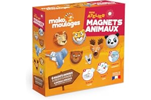 Mako Moulages - Mon Atelier Magnets Animaux - 1 moule de 6 empreintes - Kit de Loisirs créatifs - Made in France - A partir de 5 ans - Jeu d’Eveil - Motricité Fine - 39095