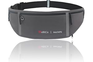 MOBICO Laufgürtel für Handy - Lauftasche Jogging, Hüfttasche, Sportgürtel, Running Belt zum Joggen, Laufen, Sport, Fitness - passend für alle Smartphones (Grey)