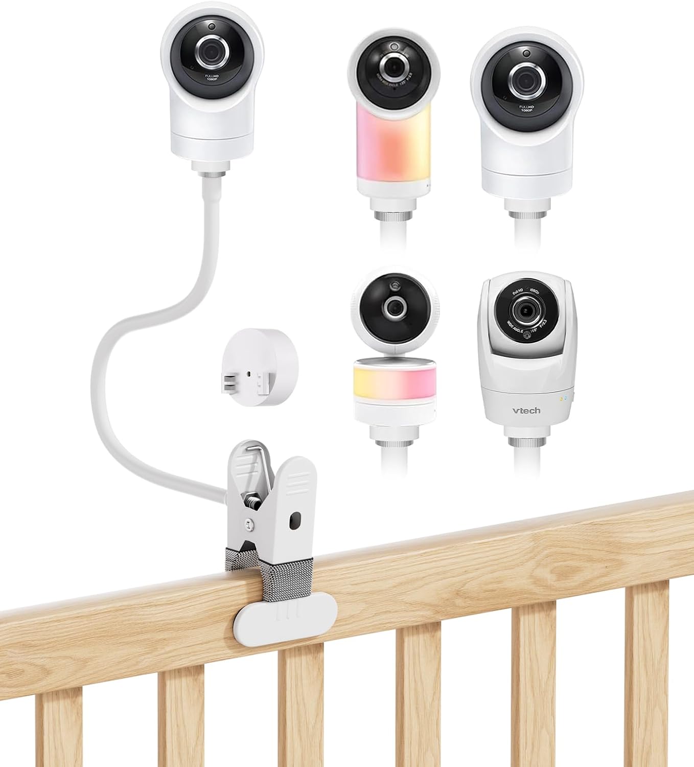 Soporte giratorio flexible compatible con VTech VM924 (serie 2024)/901/928HD/5263/5755/5764HD/7764HD/7766/5766/5263/BM5254/RM5755HD, Leapfrog LF920HD/RM7766. 8HD/LF8. Cámara 15HD/LF1726FHD/LF2413/915