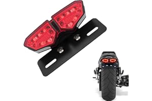 Anki HappiGo Motorcycle LED Tail Light with Brake & Turn Signals, Integrated Running Light & License Plate Bracket for Harley, Honda, Yamaha, Suzuki, Kawasaki, 12V for Motorbikes, ATVs（Red）